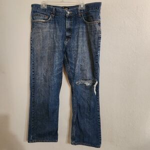 Mens Lee Straight Leg           38 X 30, Ripped Left Knee